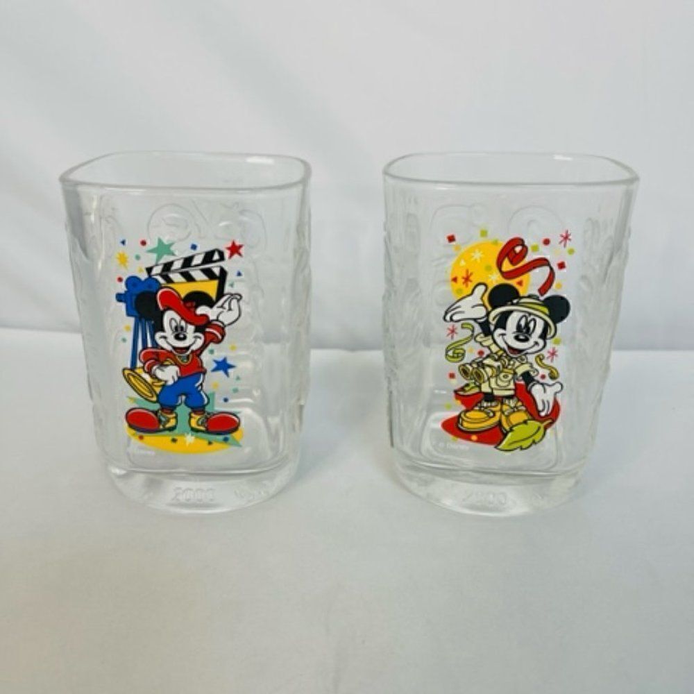 McDonalds Vintage 2000s Walt Disney World Mickey Mouse Kingdom Glasses Set Of 2.